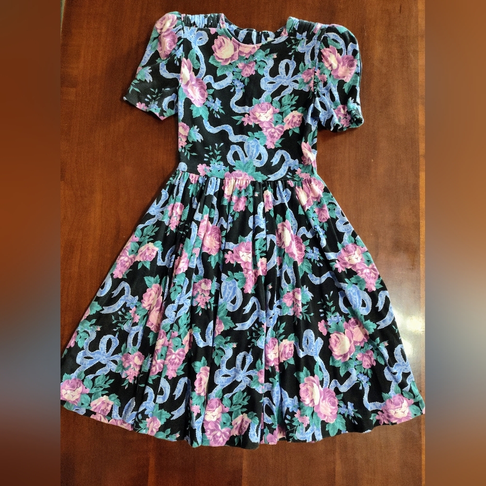 Expo Kids Vintage 90s Floral Puff Sleeve Dress Size 10